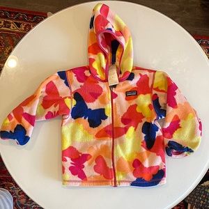 Patagonia 3T full zip fleece, butterflies pink